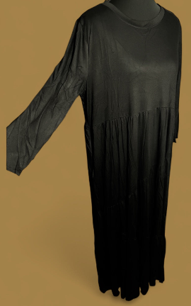 Minnie- Long Layered Black Dress with Pockets