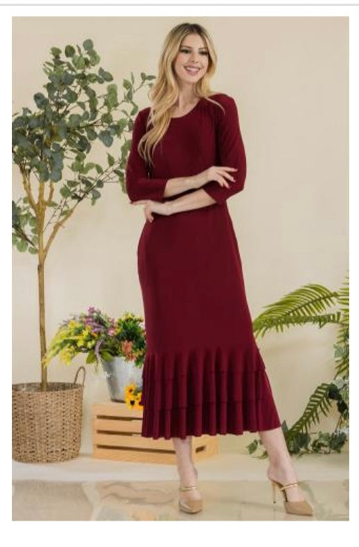 Kaitlyn Ruffled Tier Midi Layering Dress