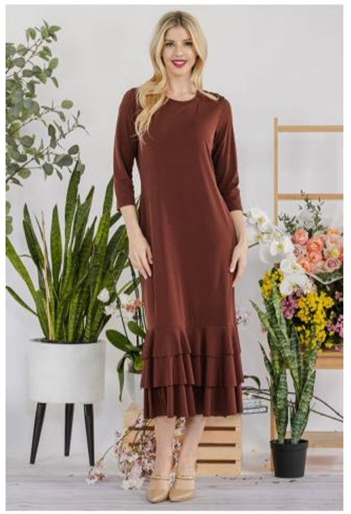 Kaitlyn Ruffled Tier Midi Layering Dress