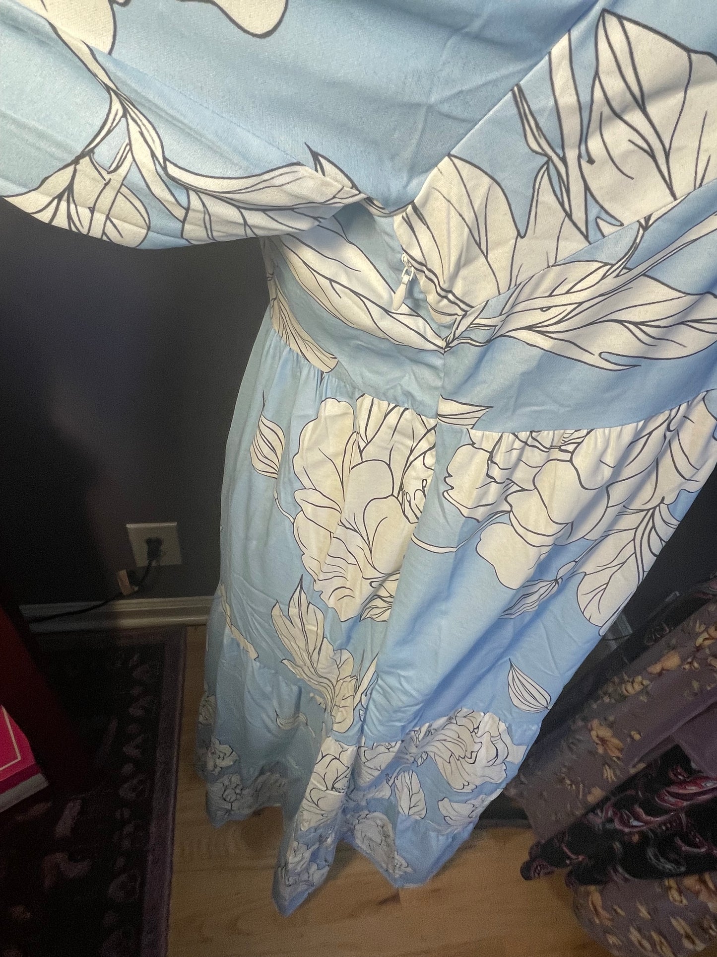 Sky Blue Floral Maxi Dress