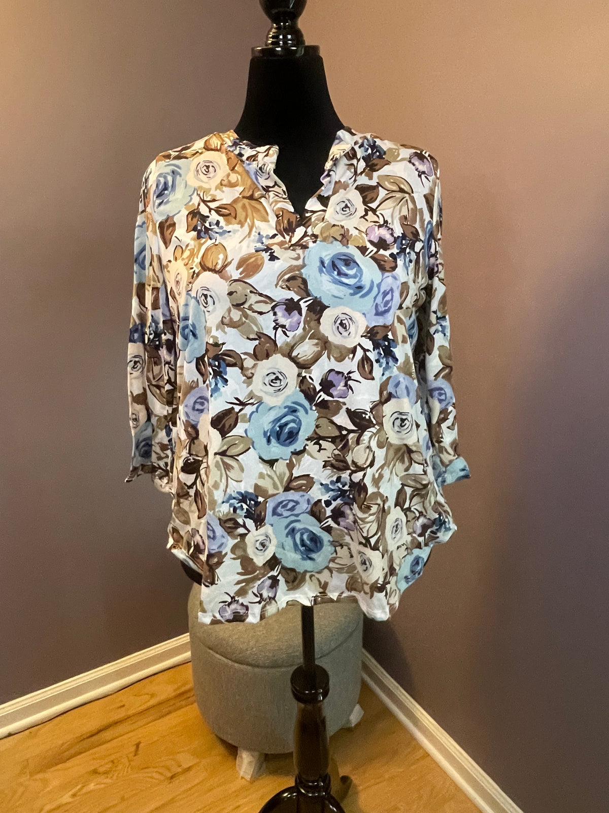 Blue Rose Floral Blouse