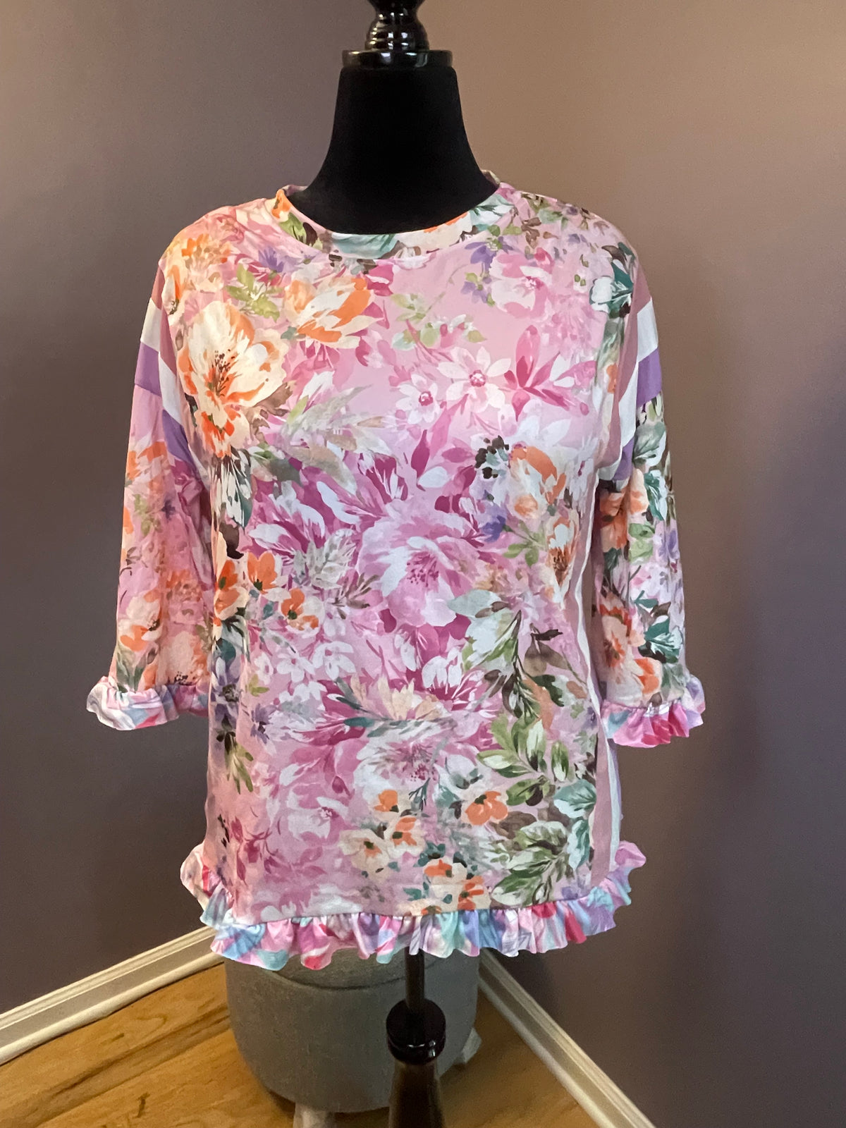Floral Print Ruffle Blouse