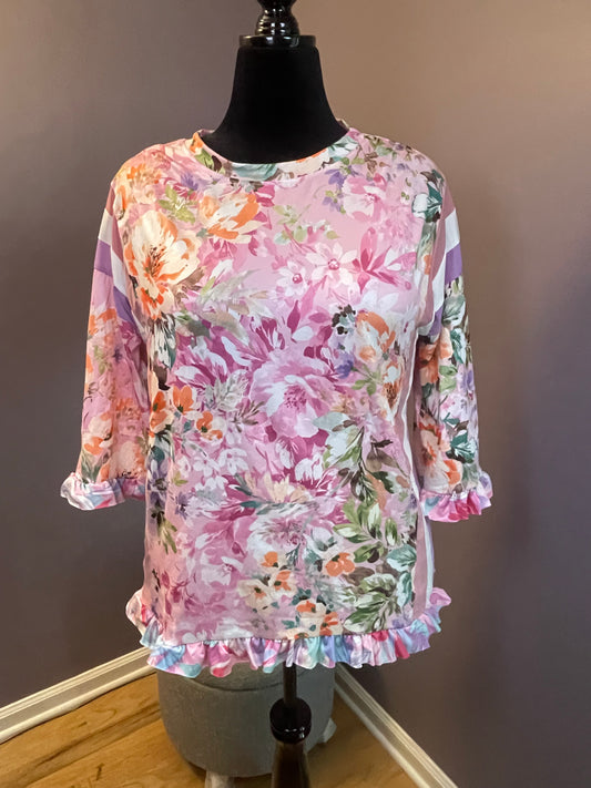 Floral Print Ruffle Blouse
