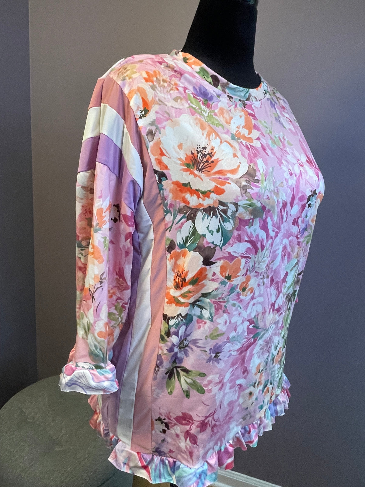 Floral Print Ruffle Blouse