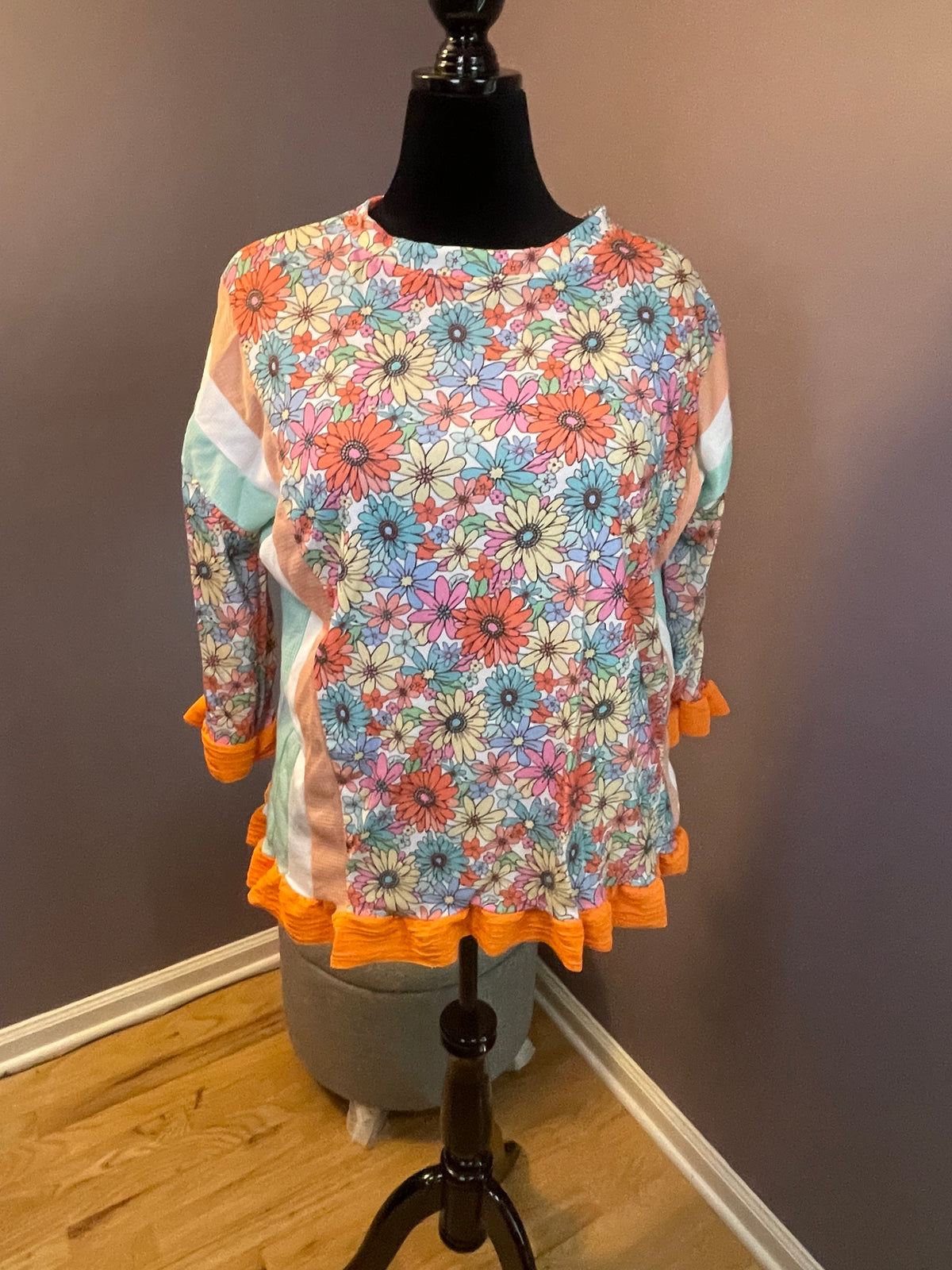 Floral Print Ruffle Blouse