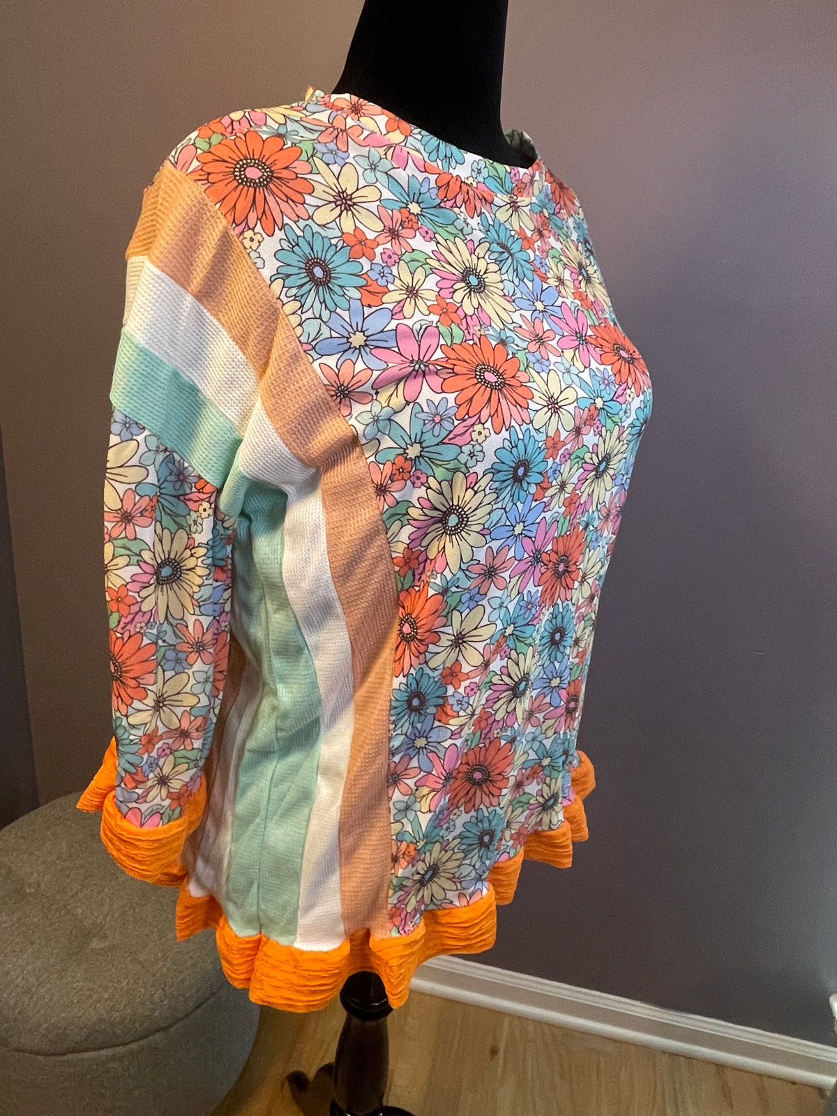 Floral Print Ruffle Blouse