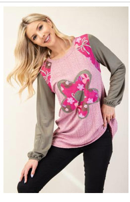 Flower Patch Knit Top - Plus