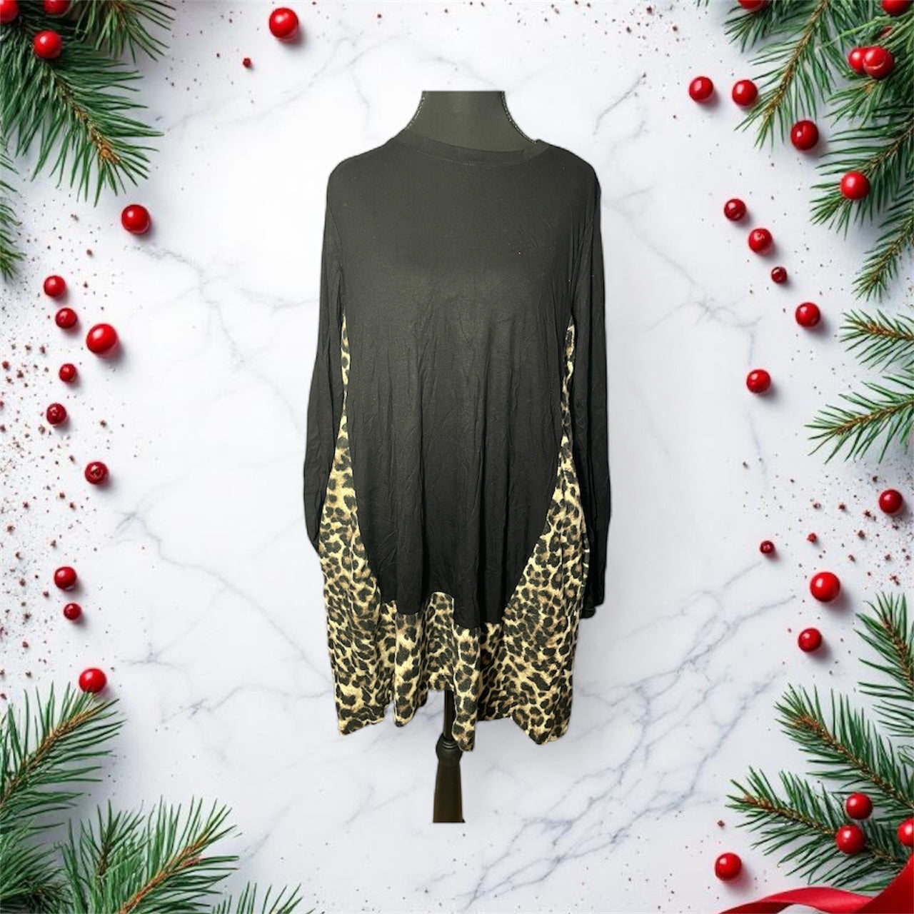 Leopard accent tunic with pockets