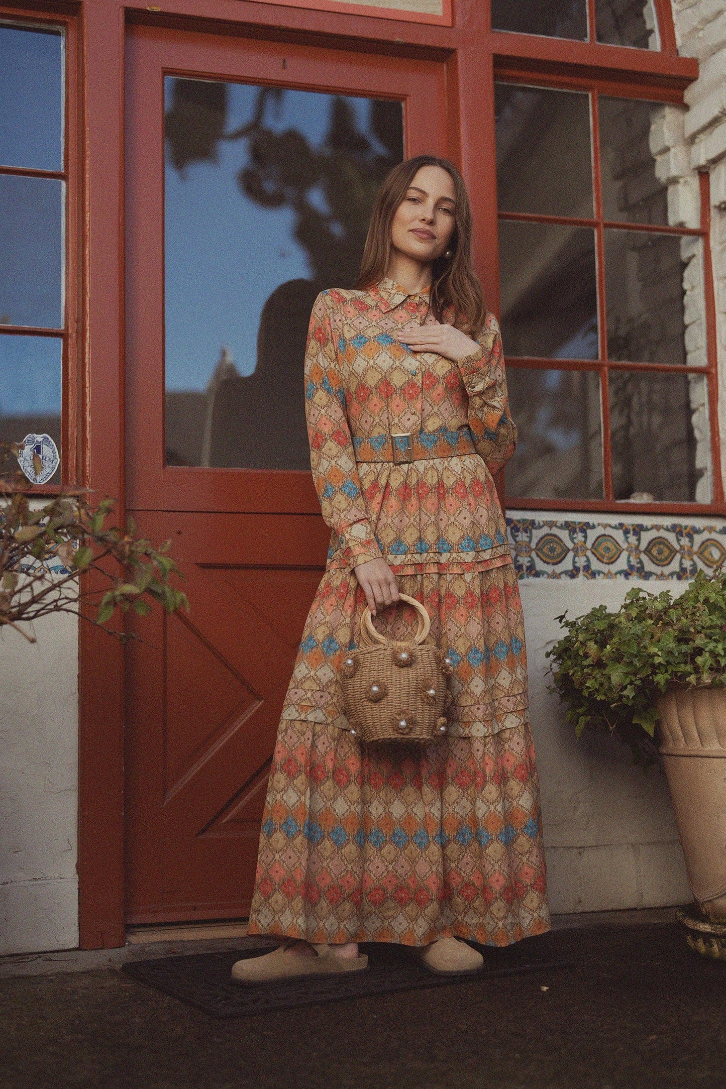 Pleated Tiered Maxi Dress-Diamond Design-3