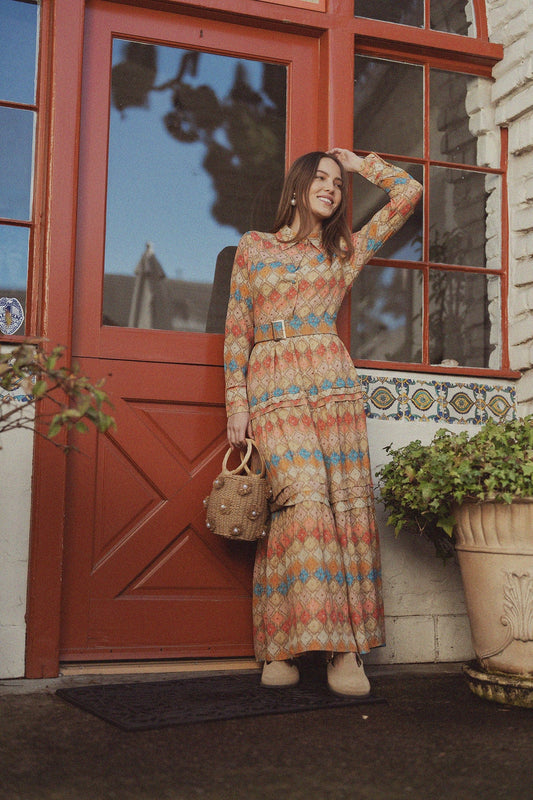 Pleated Tiered Maxi Dress-Diamond Design-0