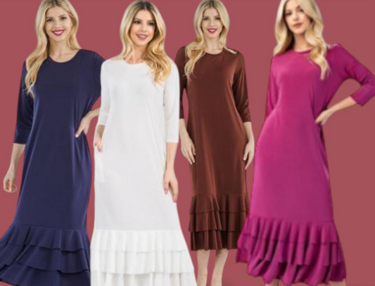 Kaitlyn Ruffled Tier Midi Layering Dress