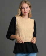 Vest Blouse - Tan/Black