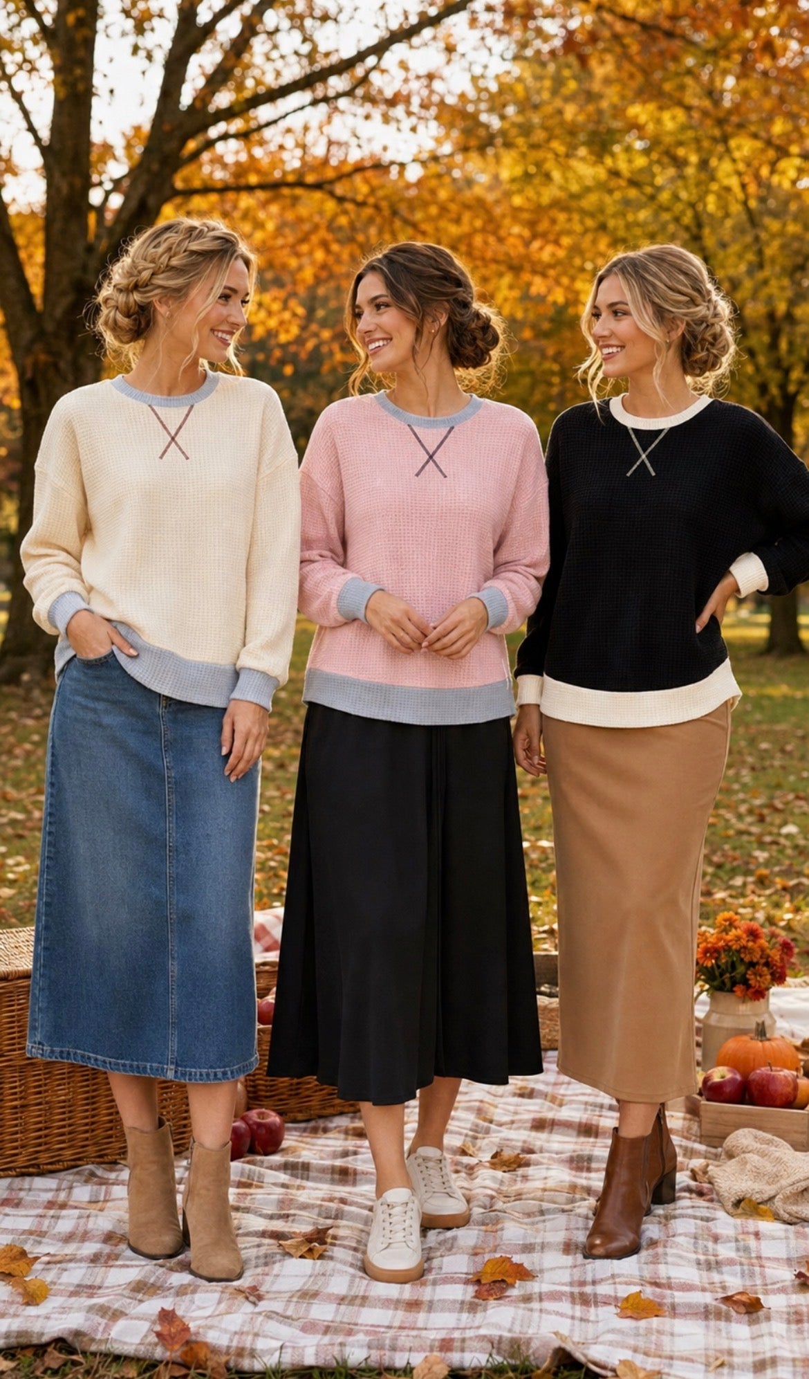 Contrast Trim Top with 3/4 inch sleeves