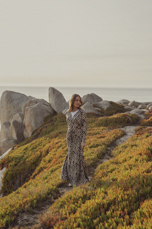 Maxi Wrap Dress-Geo Olive-0