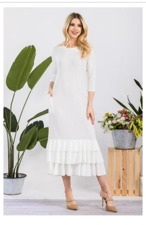 Kaitlyn Ruffled Tier Midi Layering Dress