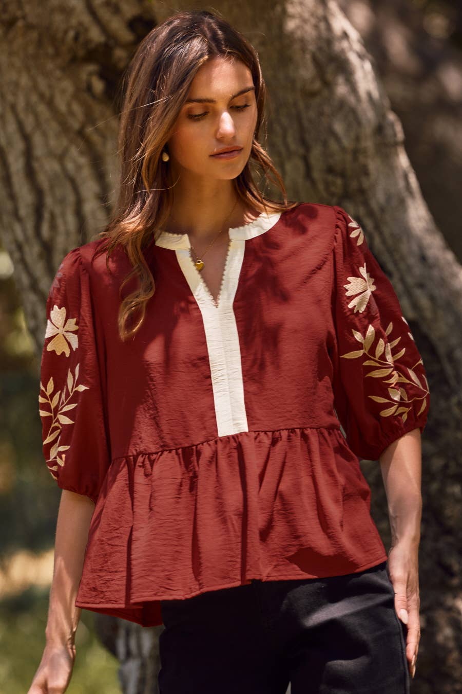 Solid Airflow Peplum Blouse