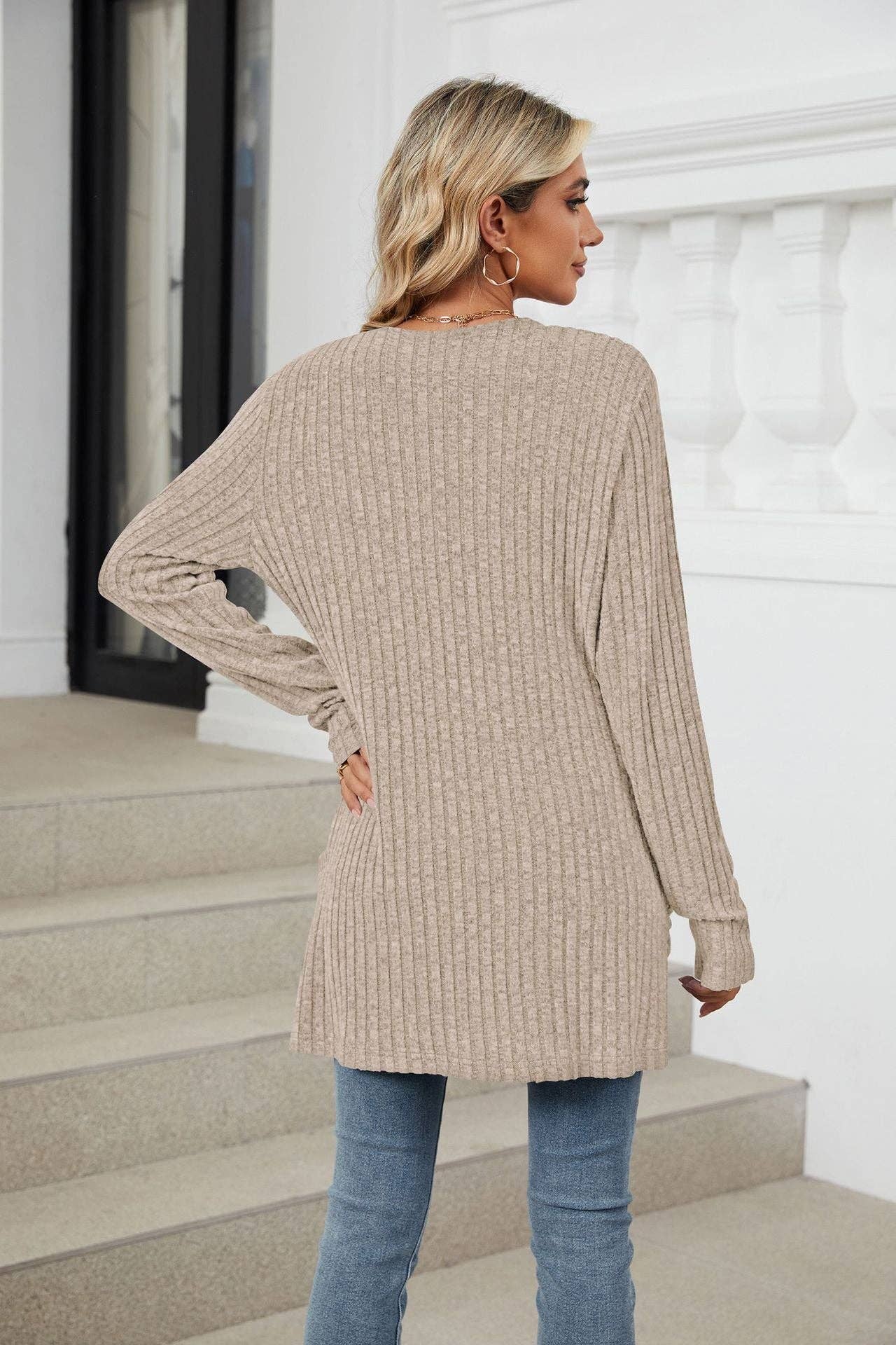Pocket Long-sleeved Cardigan Sweater