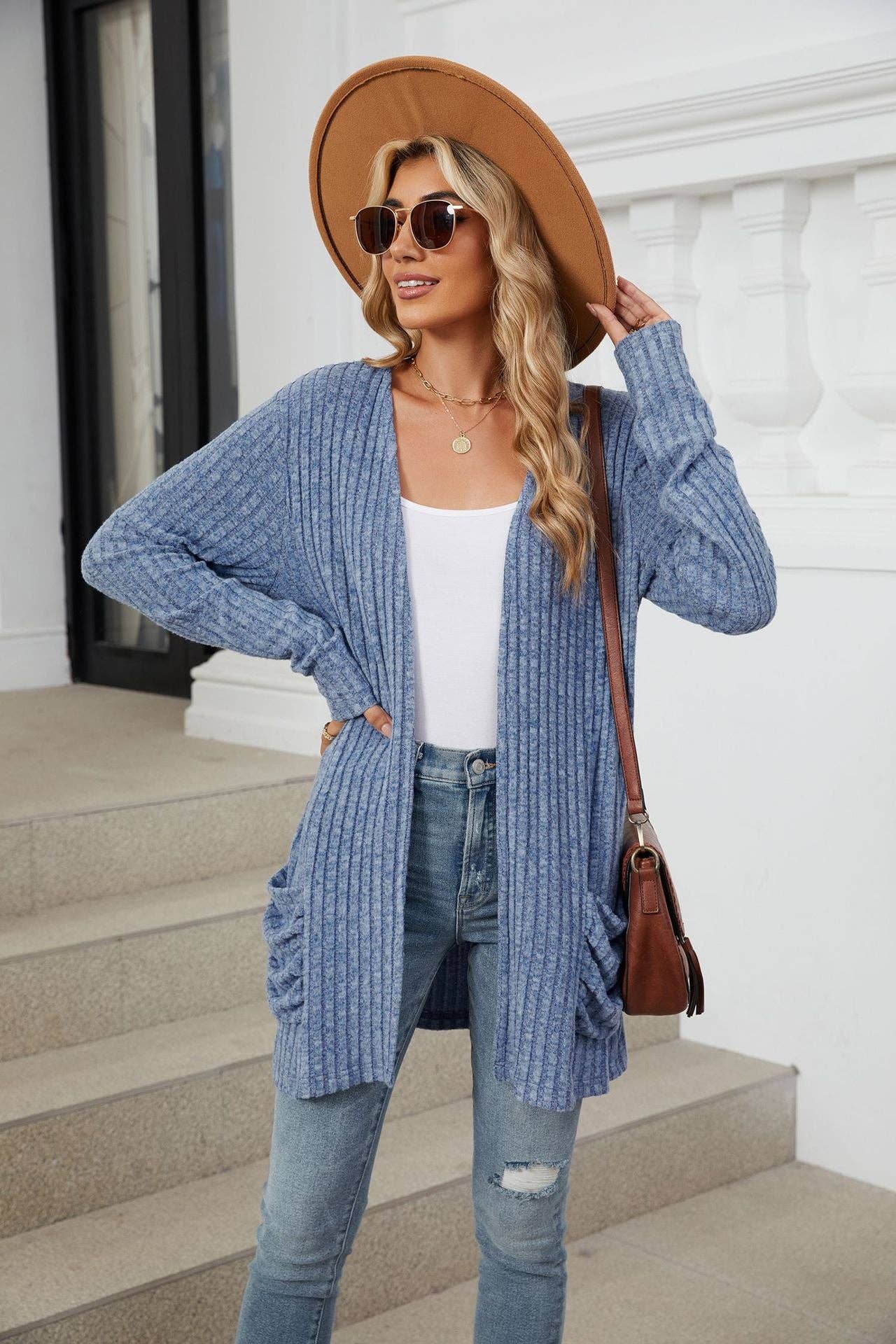 Pocket Long-sleeved Cardigan Sweater