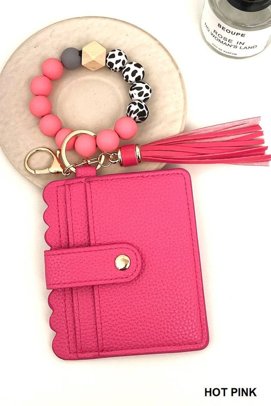 Beaded Wristlet Keychain Card Holder Wallet