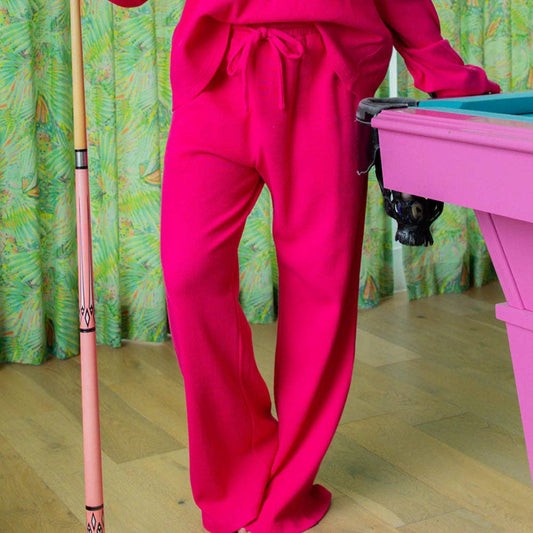 WAFFLE PANT-HOT PINK