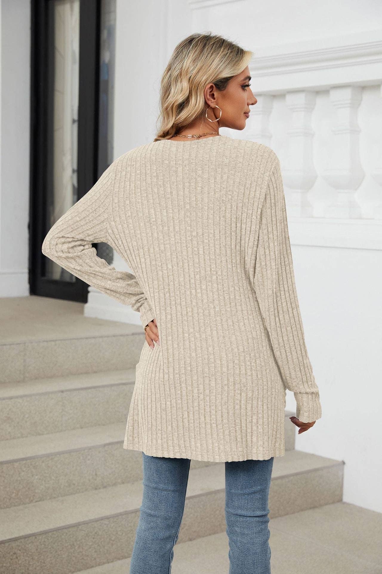 Pocket Long-sleeved Cardigan Sweater