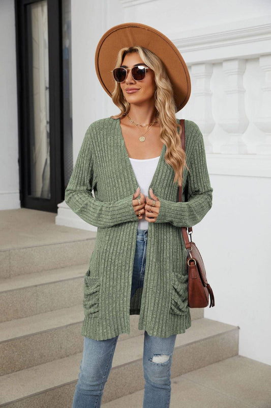 Pocket Long-sleeved Cardigan Sweater
