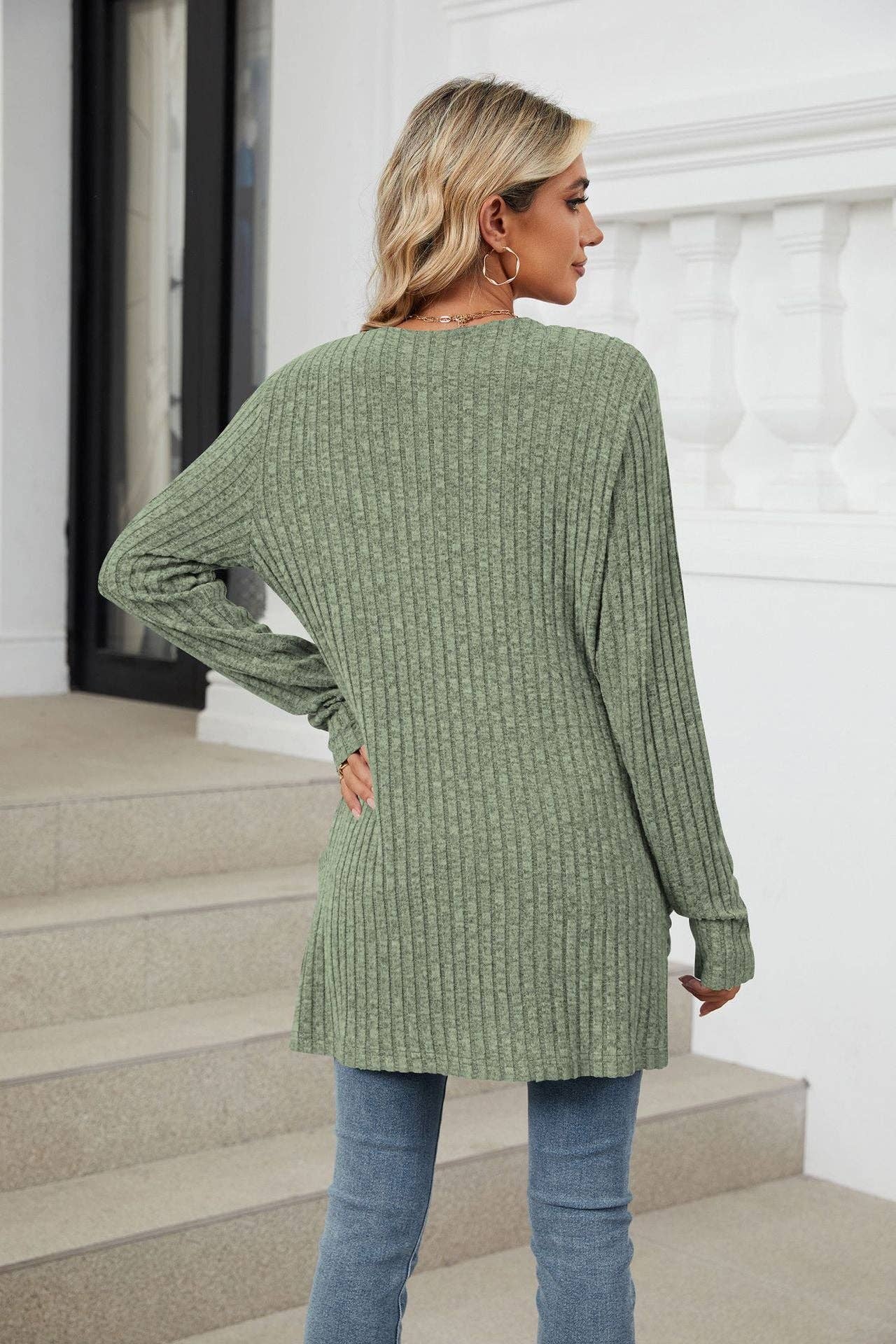 Pocket Long-sleeved Cardigan Sweater